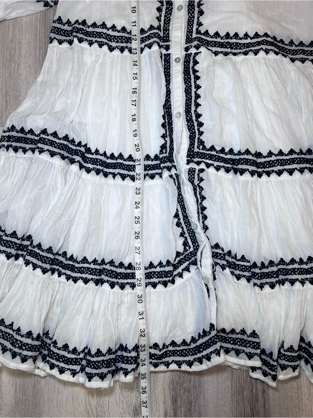 Sundance Sea La Vie Embroidered Dress White Black Size PM - Picture 11 of 14